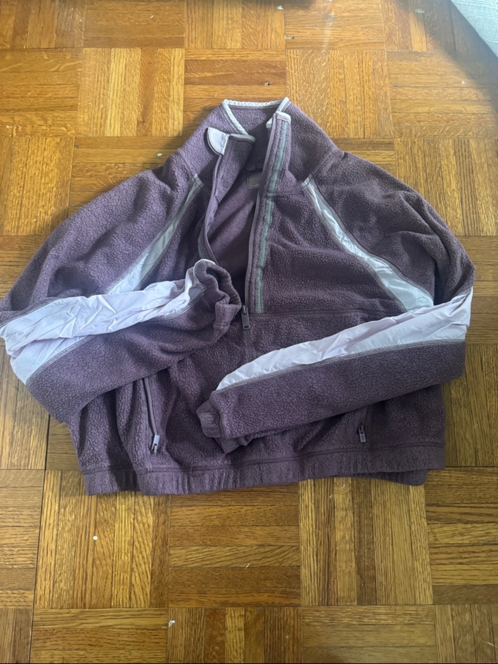 FP Movement by Free People Plum Fleece Jacket with Lavender Trim